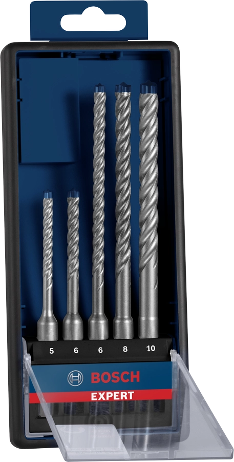 Set 5 punte calcestruzzo armato Bosch 4 taglienti SDS PLUS 7X D.5, 6, 6, 8, 10mm