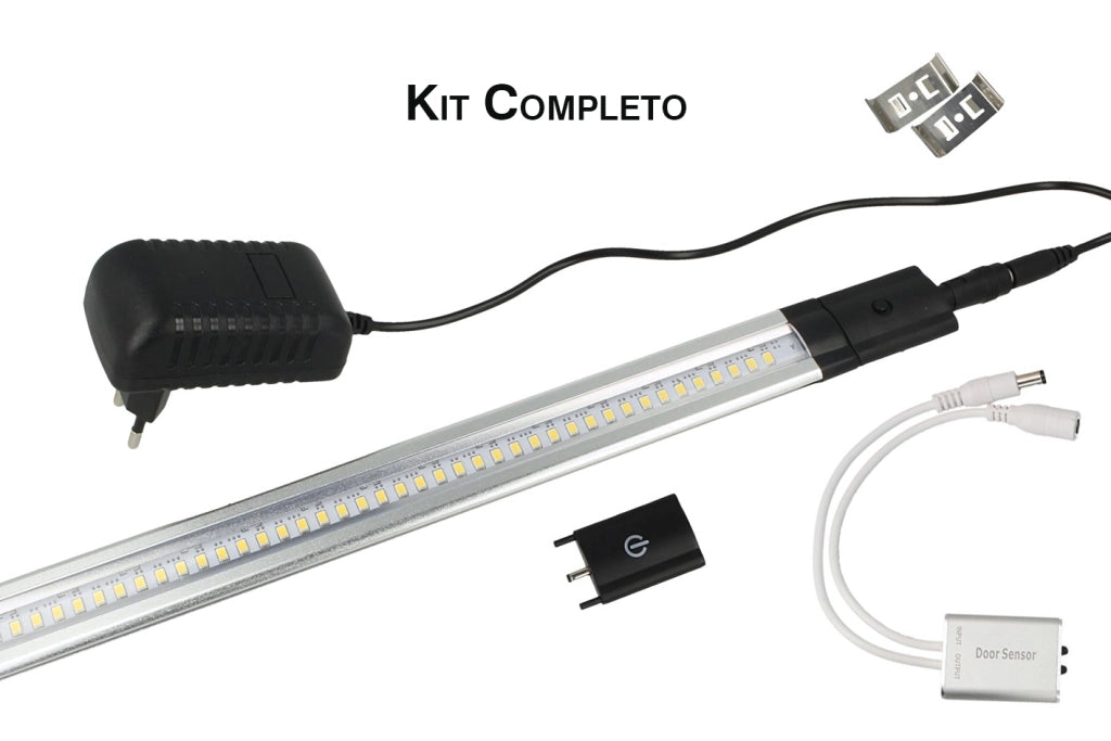 Kit Barra Led Con Sensore Door Apertura Anta 50cm Luce Calda Alimentatore Compreso Per Cucina Sottopensile Mobile ect.