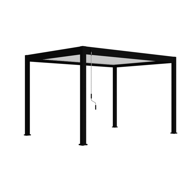 Pergola bioclimatica Ombréa autoportante VS - 3x4M Nero + 1 tenda 4M bianco