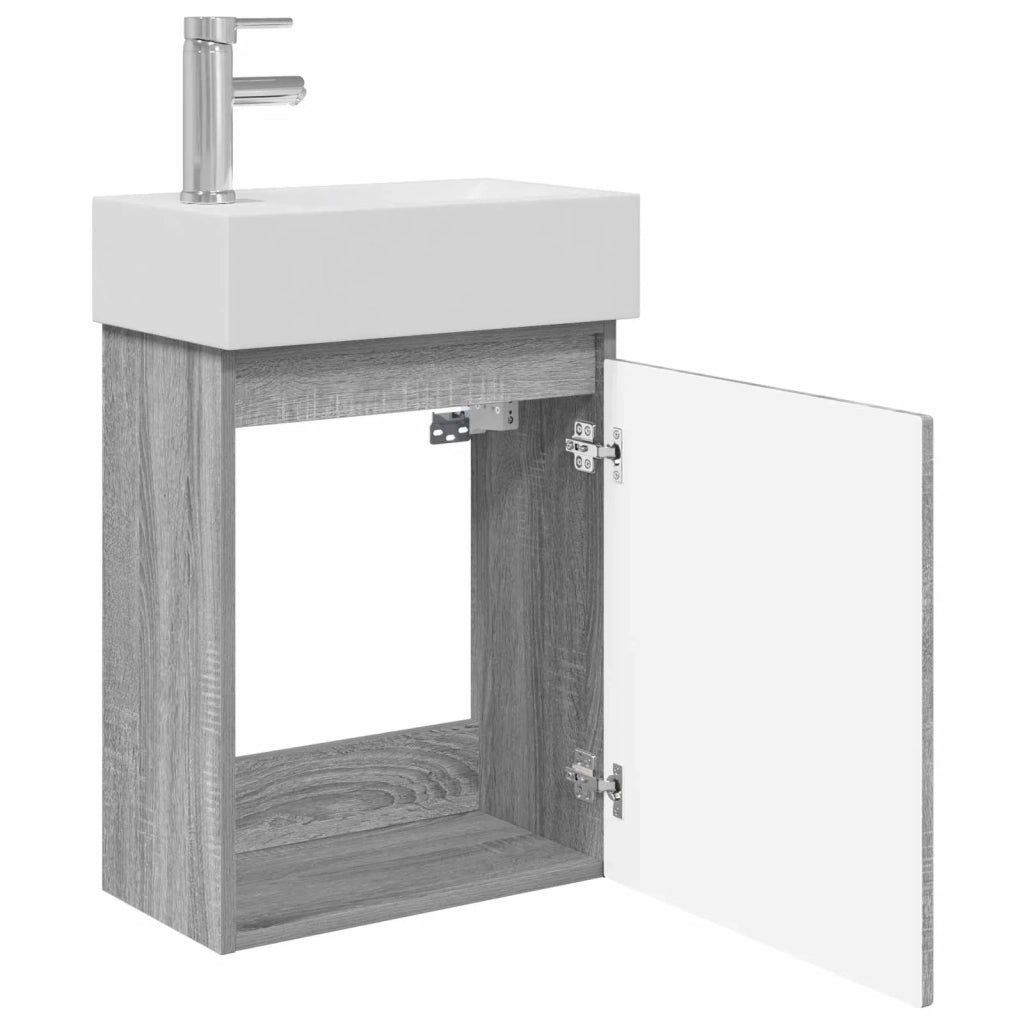 Mobile bagno con rubinetto Sonoma grigio 45,5 x 22,5 x 84 cm 889507