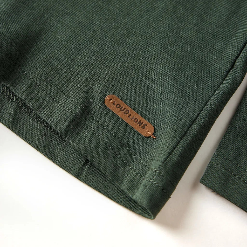 Maglietta da Bambino a Maniche Lunghe Verde Scuro 116 13071