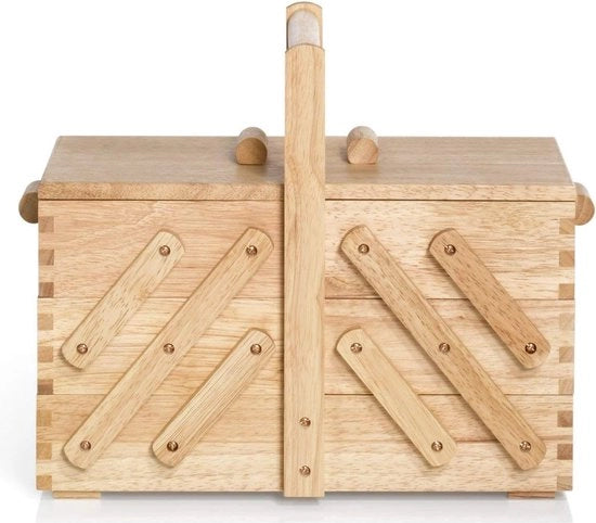 Cestino da Cucito in Legno Beige Marrone con Spedizione Gratuita