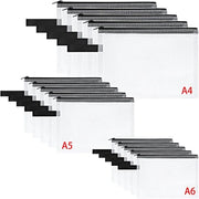 Documenti con cerniera A4/A5/A6, 15 sacchetti di cerniera, dossier acqua resistente con cerniera, borse di documenti in plastica per documenti, carta, cosmetici