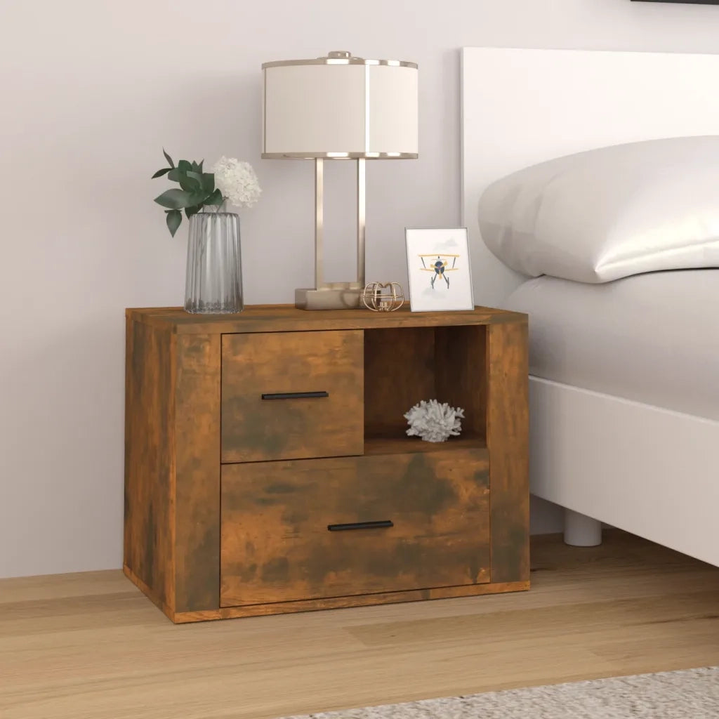 Comodino-Tavolino da notte Rovere Fumo 60x36x45 cm Legno Multistrato