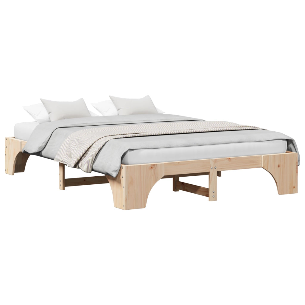 Struttura Letto Naturale Legno Massello di Pino 140 x 200 cm