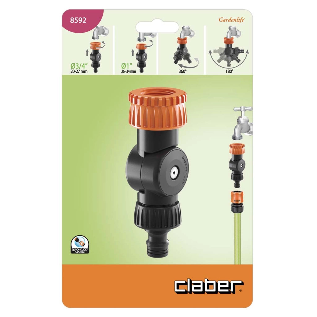 PRESA RUBINETTO MULTIFILETTO CON SNODO F 1? - 3/4? IN BLISTER 8592 - 1 blister CLABER