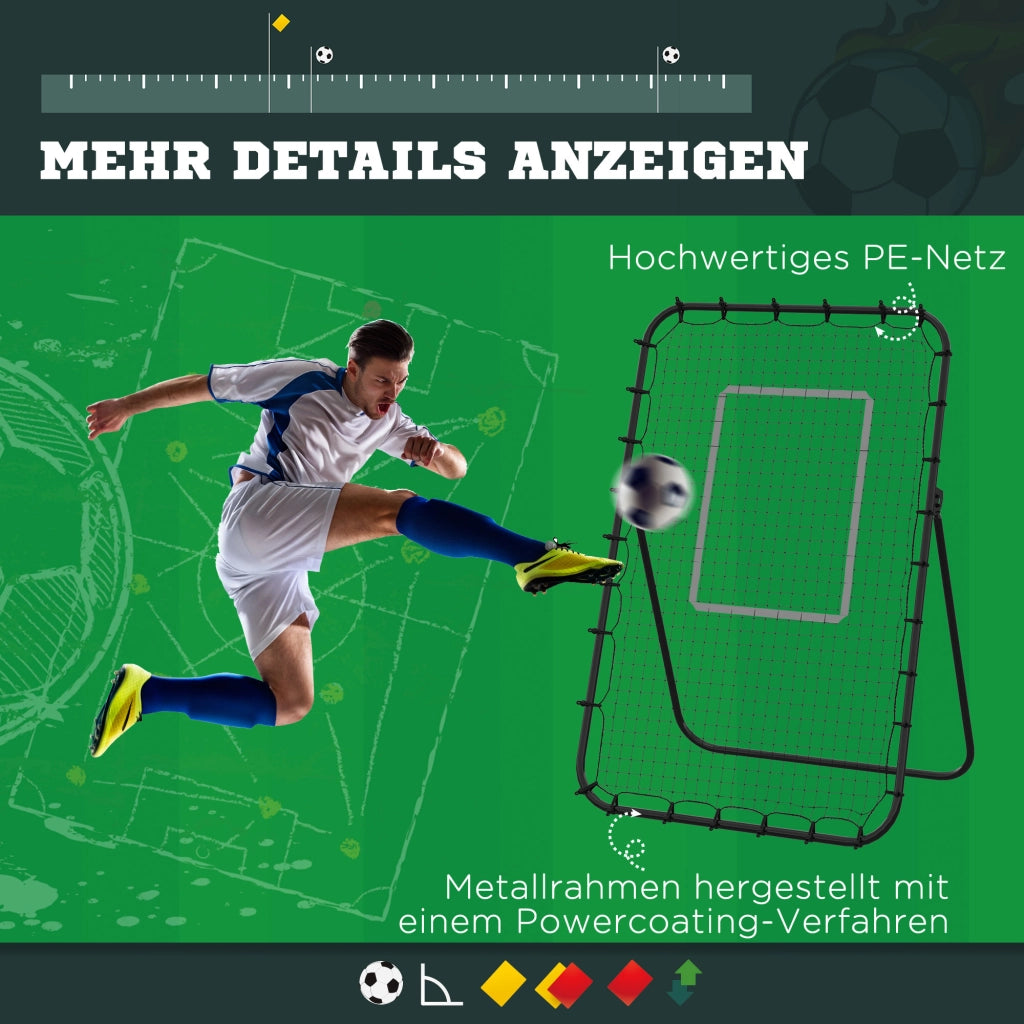 Porta da calcio pieghevole con rimbalzo, dimensioni 123x73x1785 cm, 4 livelli regolabili, colore nero, per allenamento e divertimento.