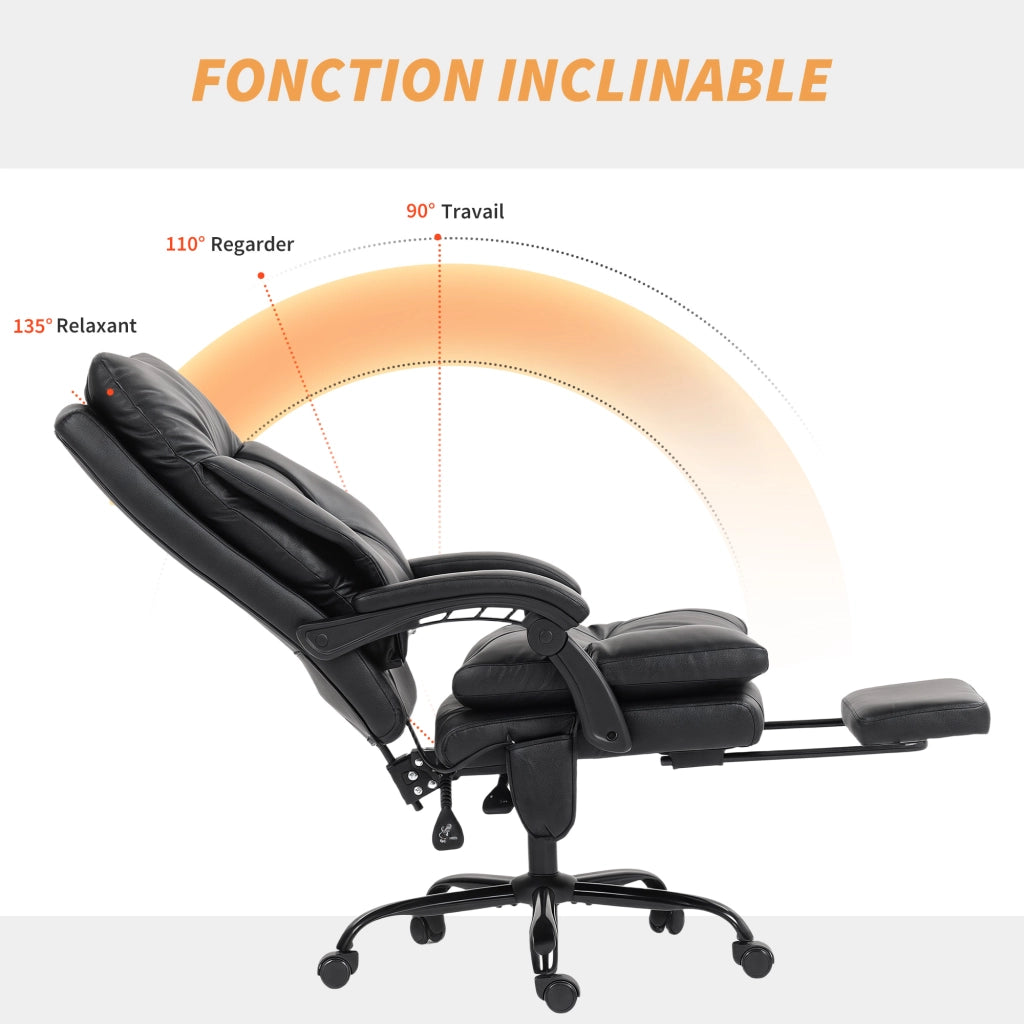 Sedia da ufficio ergonomica ¨C zephmum ¨C nero, imbottita, reclinabile, con supporto lombare