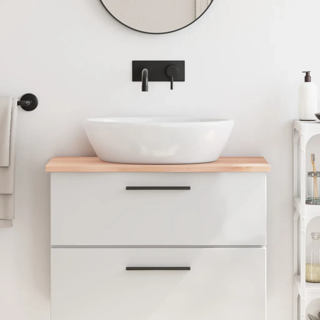 Piano Bagno 80x30x2 cm in Legno Massello Non Trattato