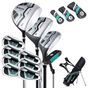 Set completo di mazze da golf con sacca da golf 85 x 28,5 x 19 cm colpo potente design moderno in metallo verde 20_0011466
