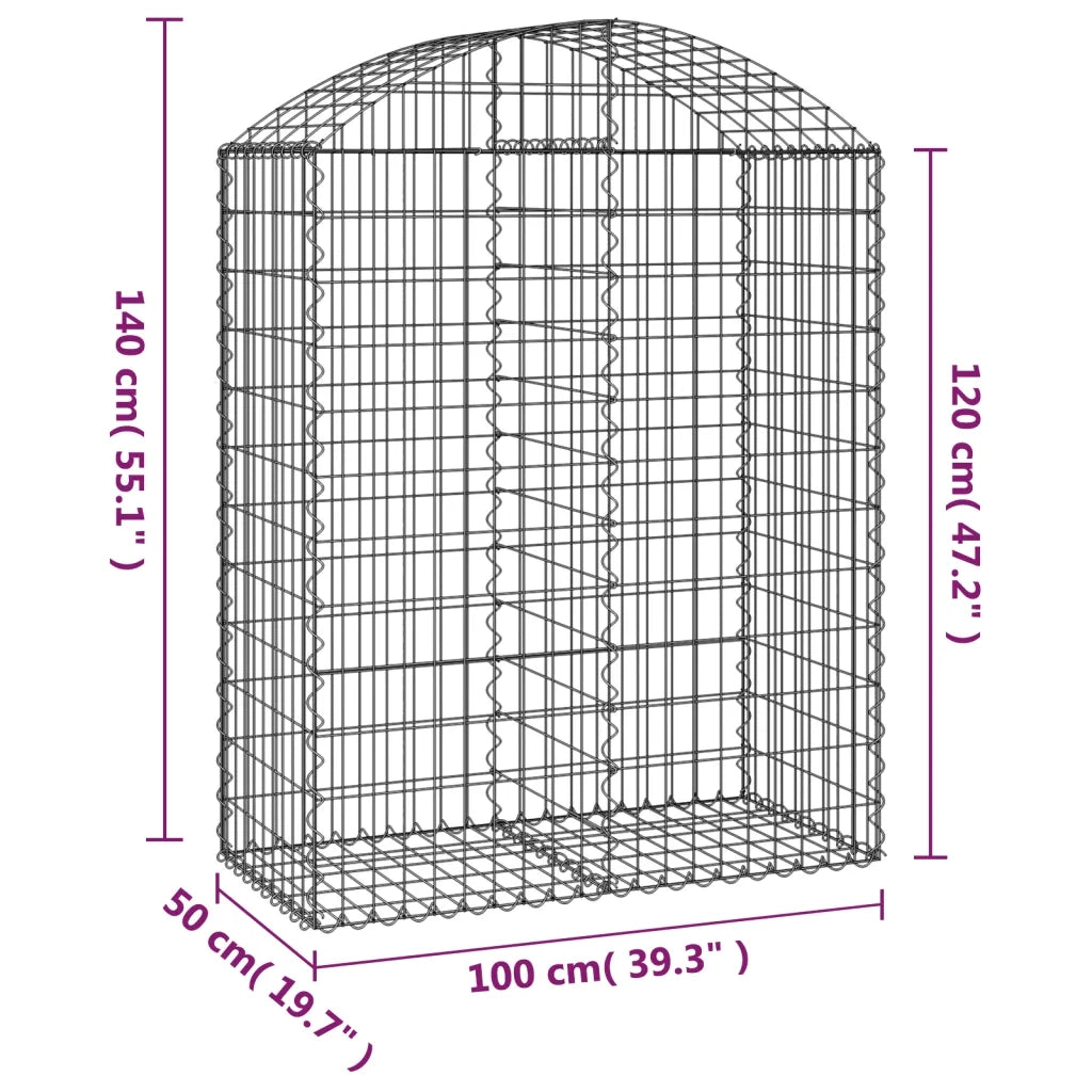 Cesto Gabbione ad Arco 100x50x120/140 cm Ferro Zincato 153436