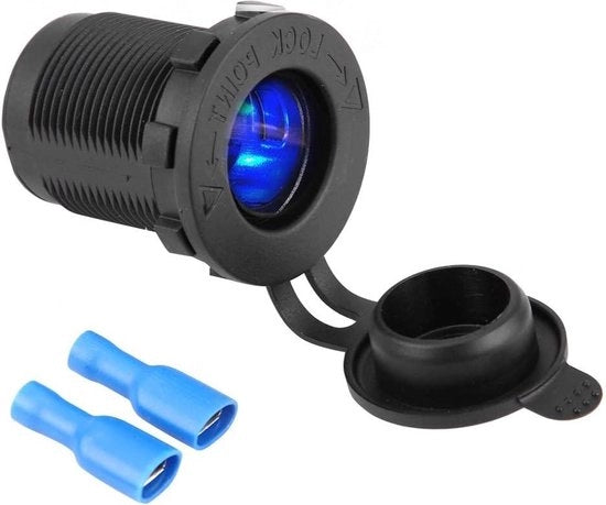 12V accu sigarettenaansteker con LED blu per auto, motocicletta, barca.