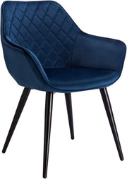 Sedia da Pranzo Ergonomica con Braccio - Sedi da Pranzo, Sedia, Sedia a Contour, Sedia Relax - Velluto - Blu