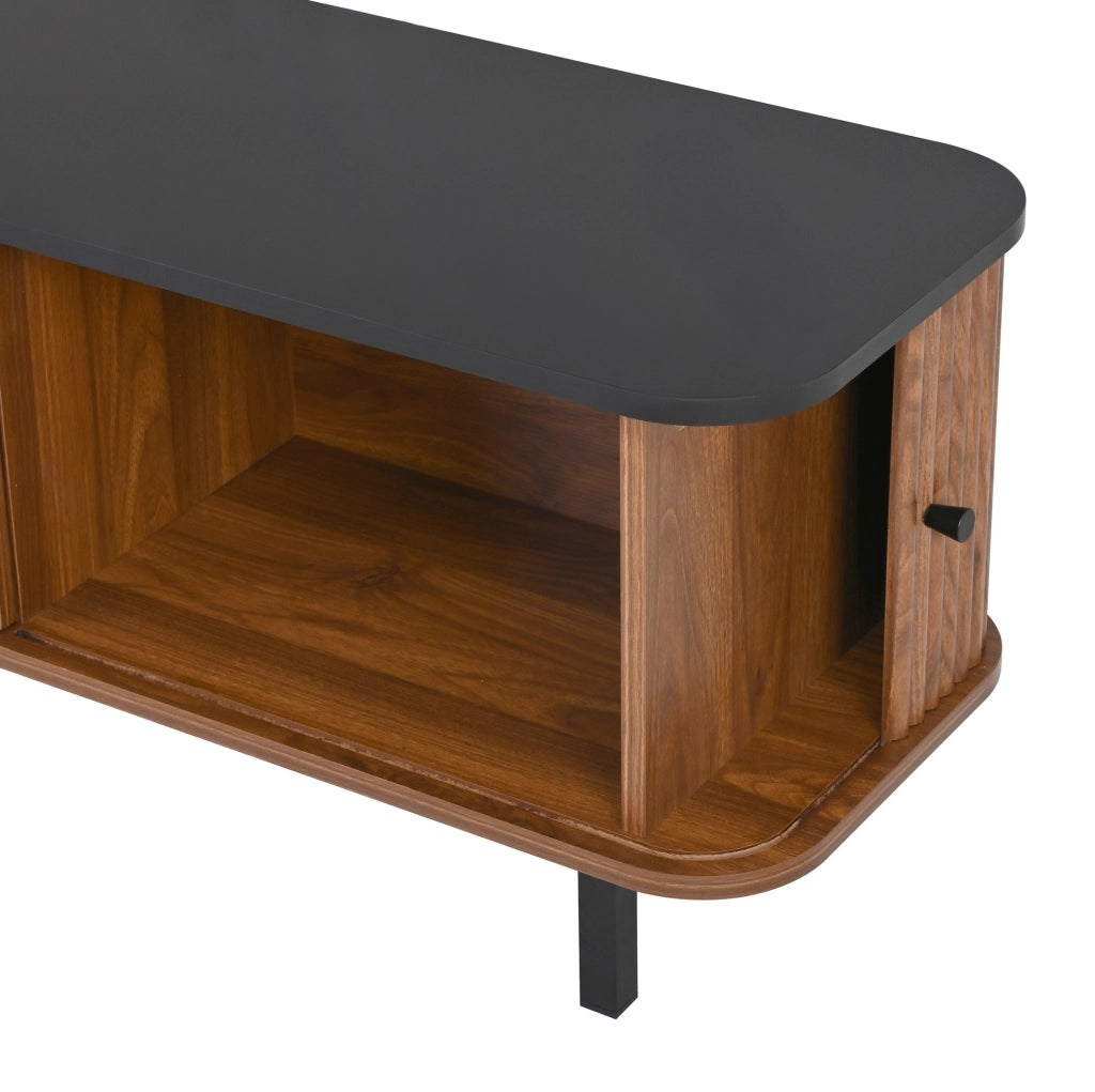 MOBILE TV 190x35x45 cm Noce con ante scorrevoli e anta a griglia