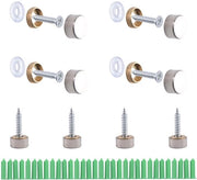 Set di viti a specchio 20 pezzi - Decorativo gancio - Ottone - Resistente alla corrosione - Diametro 10 mm - Capsule nere - Fissaggio specchio