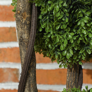 Pianta di Bosso Artificiale 115A cm a 3 Sfere con Vaso Incluso Verde