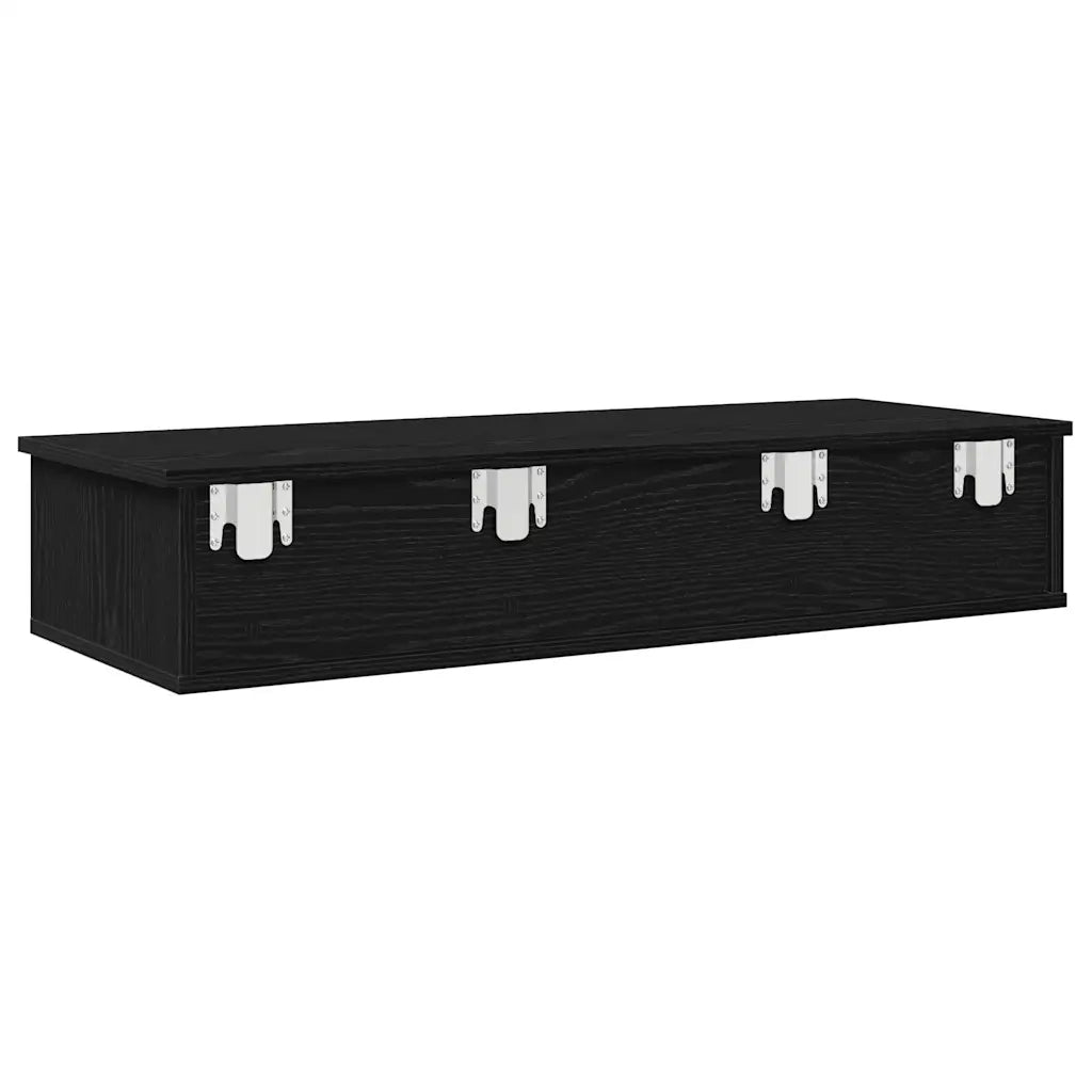 Scaffale a Parete con Cassetti Nero 100x37,5x19cm in Truciolato