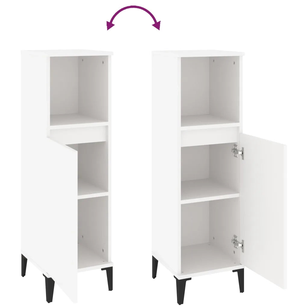 Armadietto da Bagno | Armadio da bagno Bianco 30x30x100 cm in Legno Multistrato
