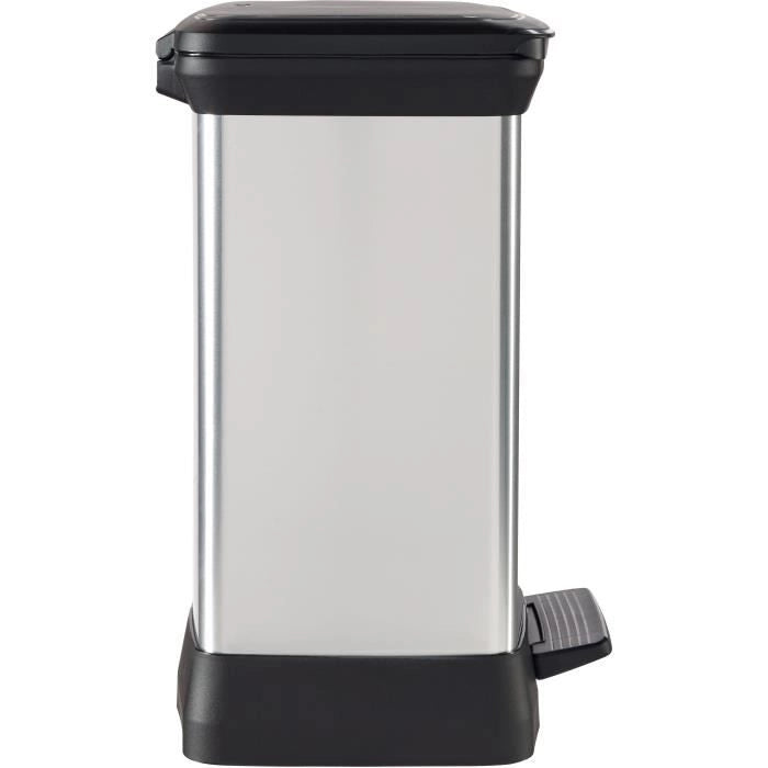 Pattumiera rettangolare - DECO BIN - CURVER - 50L - Design elegante - 39 x 29 x 51 cm - Grigio metallizzato