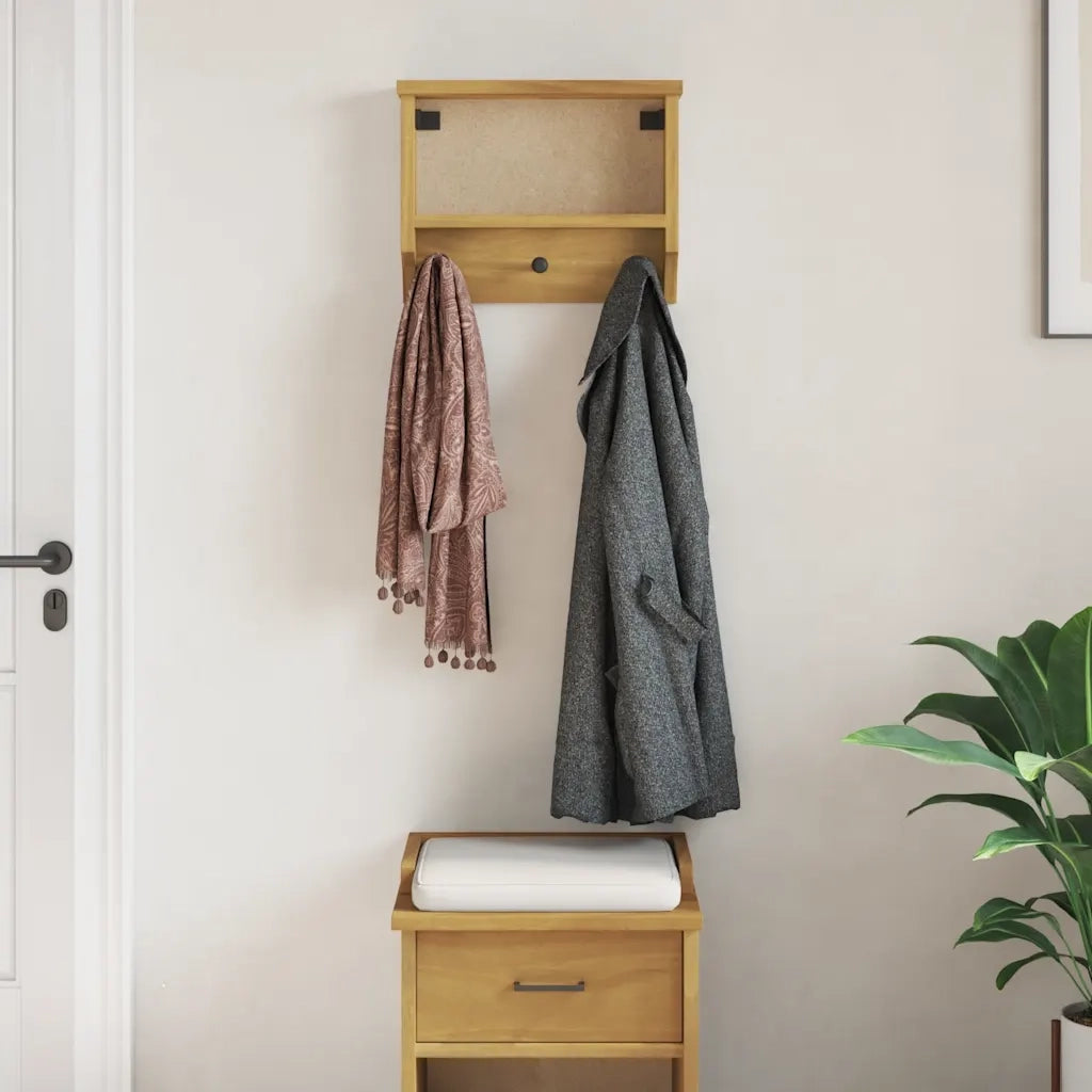 vidaXL Appendiabiti da Parete SANDNES 45x12x35 cm in Legno di Pino