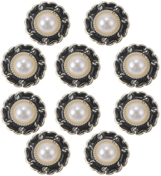 Accessori per cucito - 10 pezzi - Resina adesiva - Forma fiorale - Nero - 25 mm - Robusto e facile da usare - Accessori per cucito