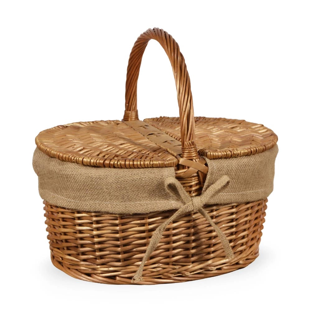 Cesto Picnic Campagnola piccolo in Vimini e Juta con coperchio cm 40 x 30 x h 37