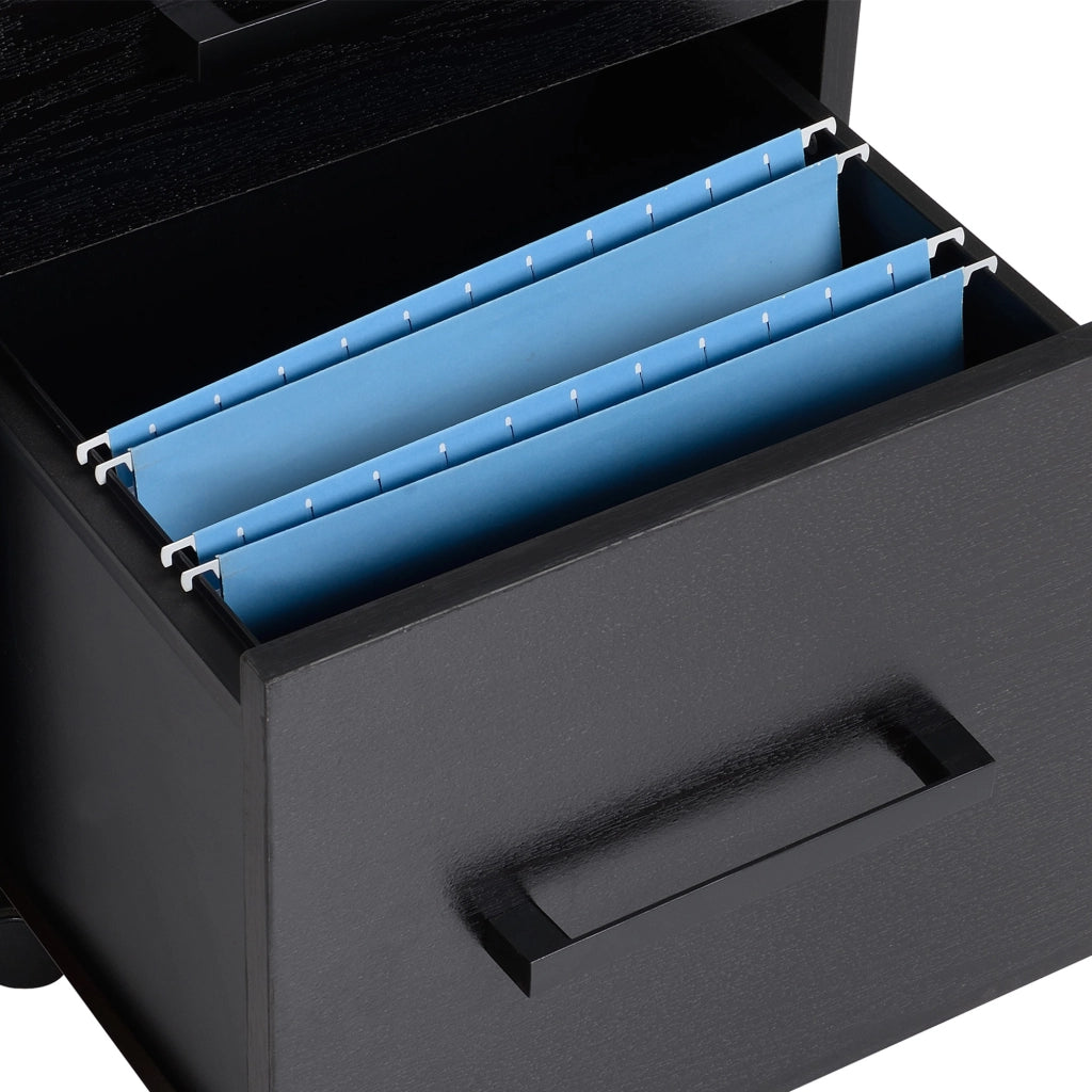 Cassettiera con 3 Cassetti e Serratura ¨C zephmum ¨C Nero, Legno, 39.2x40x65.4cm