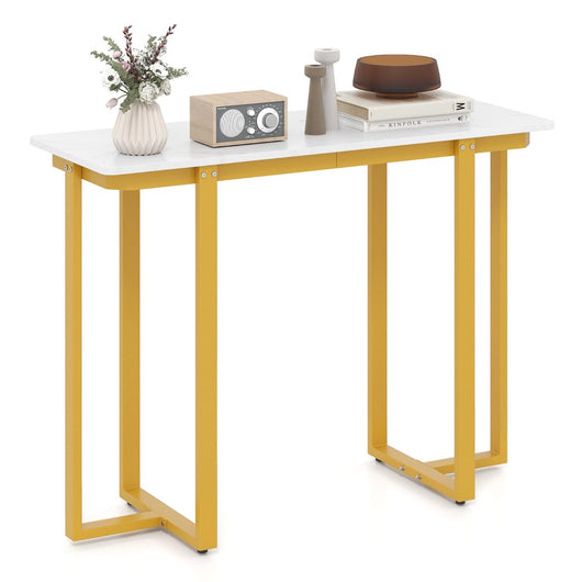 Tavolo console tavolo d'ingresso moderno in marmo finto con telaio geometrico in metallo-Tavolo stretto per soggiorno corridoio  107 x 40 x 79,5 cm