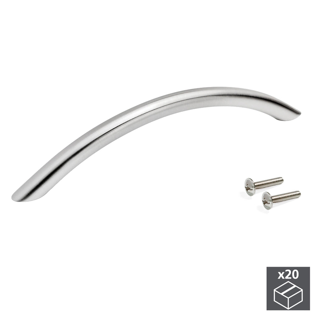 Maniglie per Mobile 10 mm Interasse 224 mm Acciaio Nichel Satinato 25 Pezzi Emuca