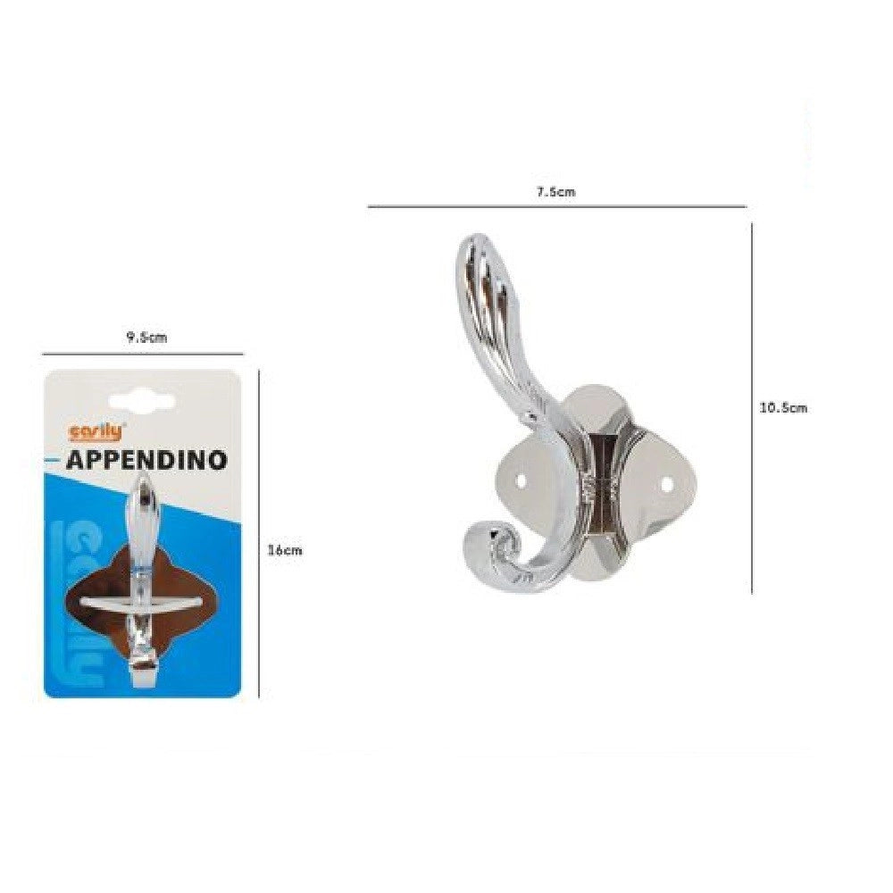 Trade Shop - Appendino Appendi Abiti Multiuso A 1 Gancio Ali In Finitura Cromo Lucido 52171 -