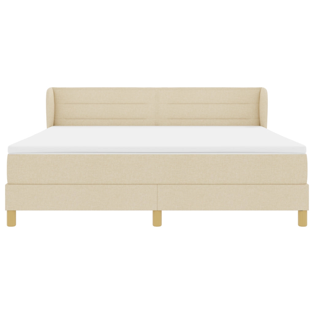 Letto Box Spring con Materasso in Crema - 180x200 cm Tessuto