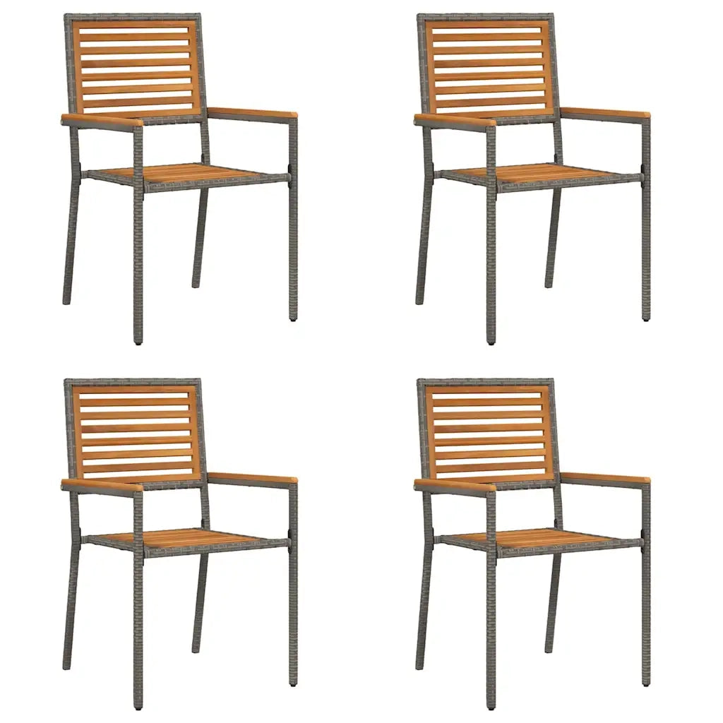 Sedie impilabili da giardino 4 pz | Sedie da Esterno Marrone e Grigio