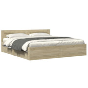 Letto matrimoniale | Letto per adulti | Giroletto Testiera Rovere Sonoma 180x200 cm Legno Multistrato