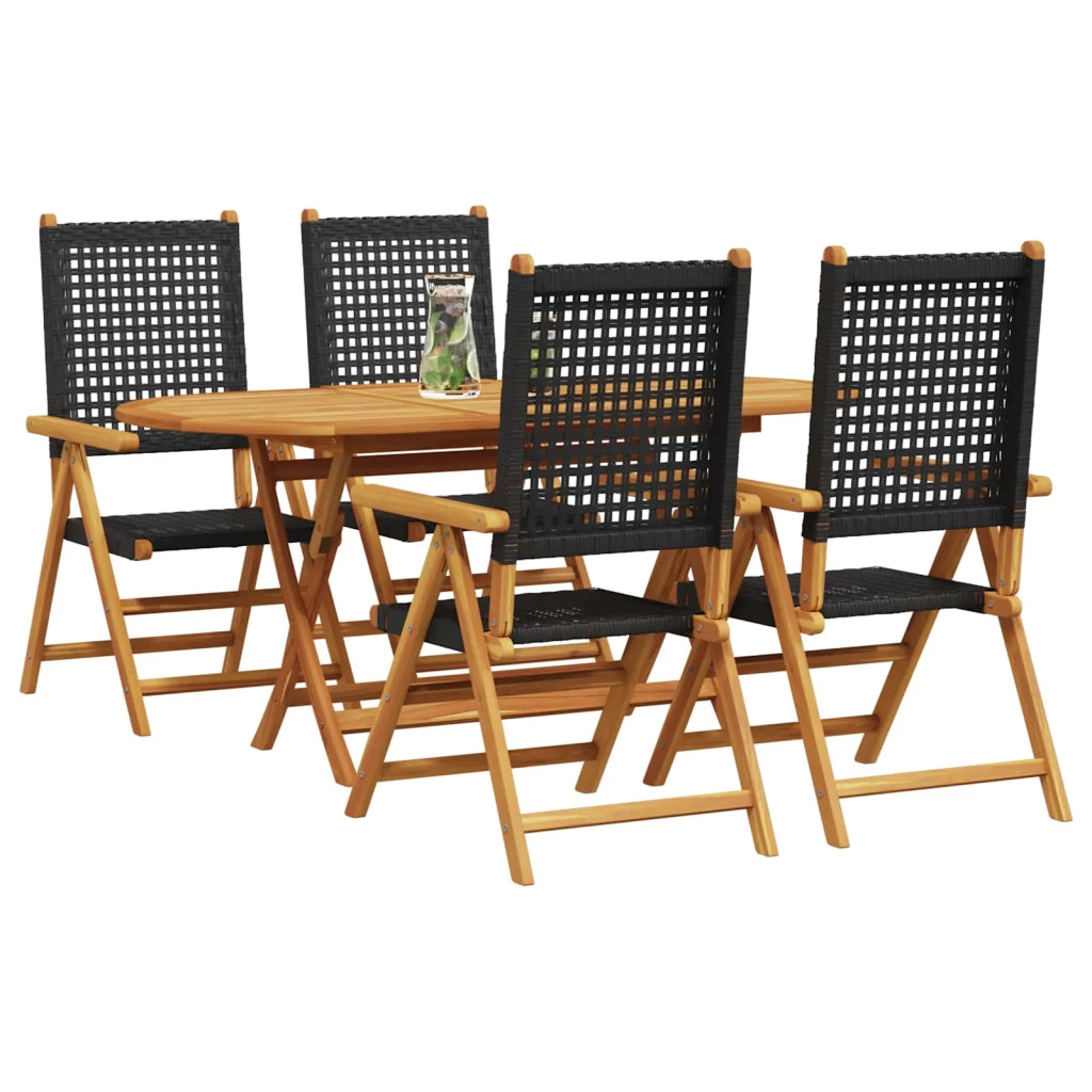 Set da Pranzo per Giardino 5 pcs Nero Legno di Acacia Massello 3375730