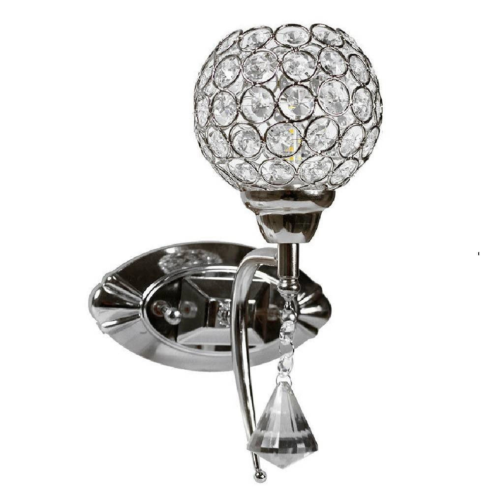 Trade Shop - Applique Parete Moderno Paralume Con Cristalli Acrilico Pendente Attacco G9 E19 - Argento