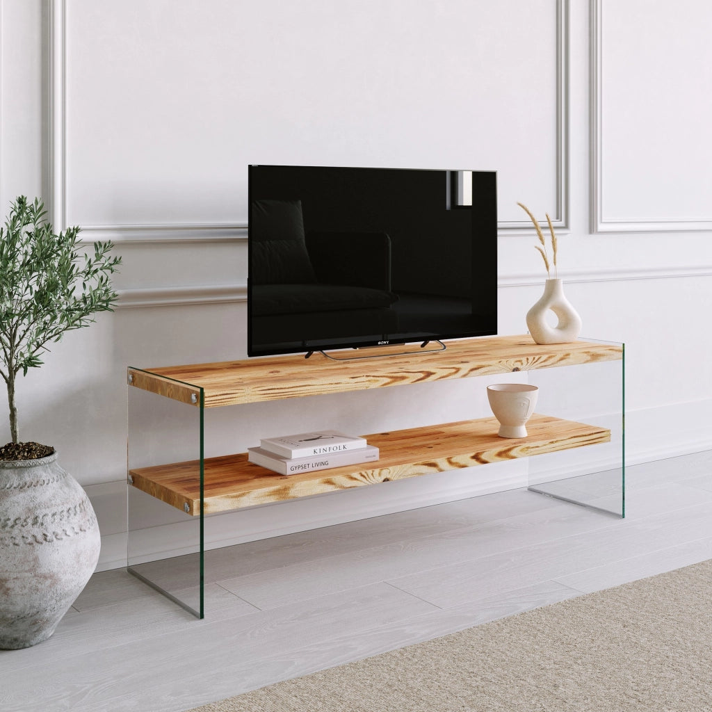 Cloz, Mobile Porta tv un Ripiano, 120x35x45h cm Marrone Rovere