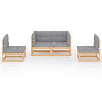 Set Divani da Giardino 4 pz con Cuscini Legno Massello Pino cod mxl 44695