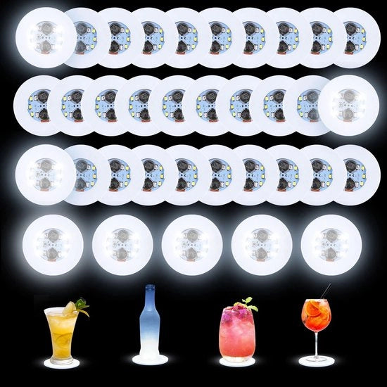 Sistema di illuminazione per bar e club con 20 LED-ondelettrici, LED-stickers e lampada a LED con 6 raggi, per decorazioni di festa, party e verifiche (35)