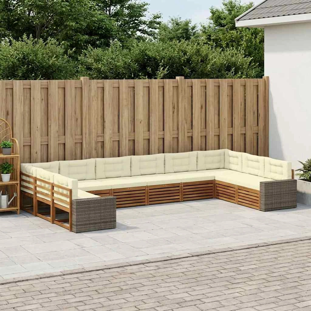 Set divani 10 pz Legno di Acacia Massello 3383908