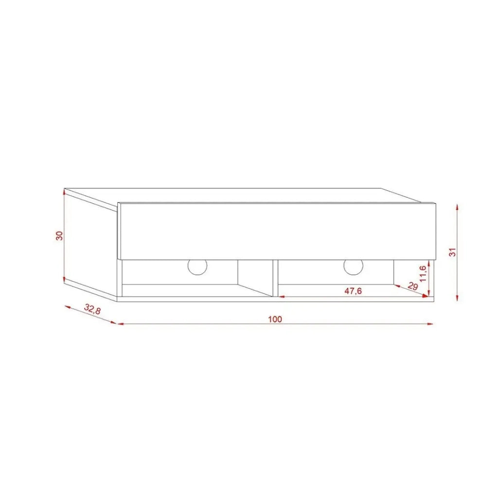 Mobile porta TV sospeso design CLUJ, 100 cm, 1 anta e 2 vani, colore nero e nero lucido.