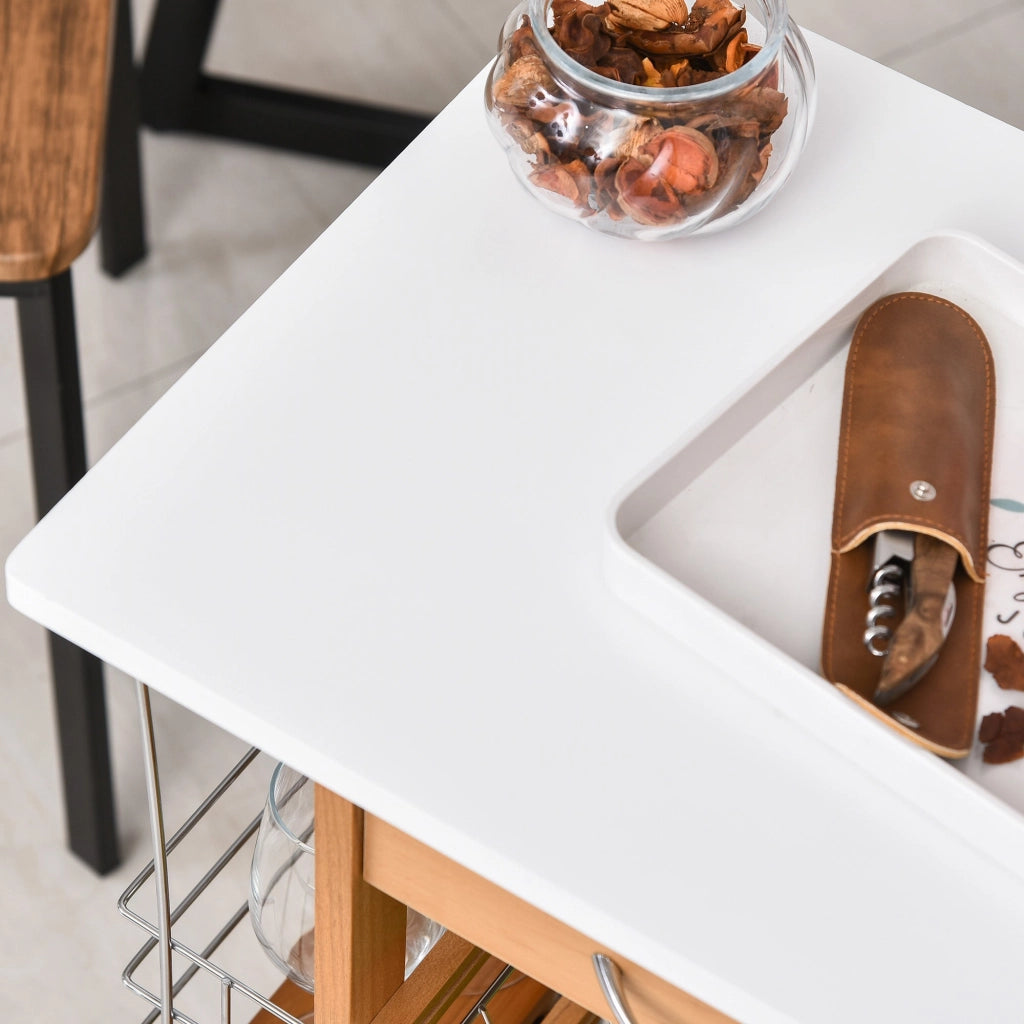 Carrello da Cucina 1 Cassetto 4 Cestelli 47x37x83 cm in Legno Marrone