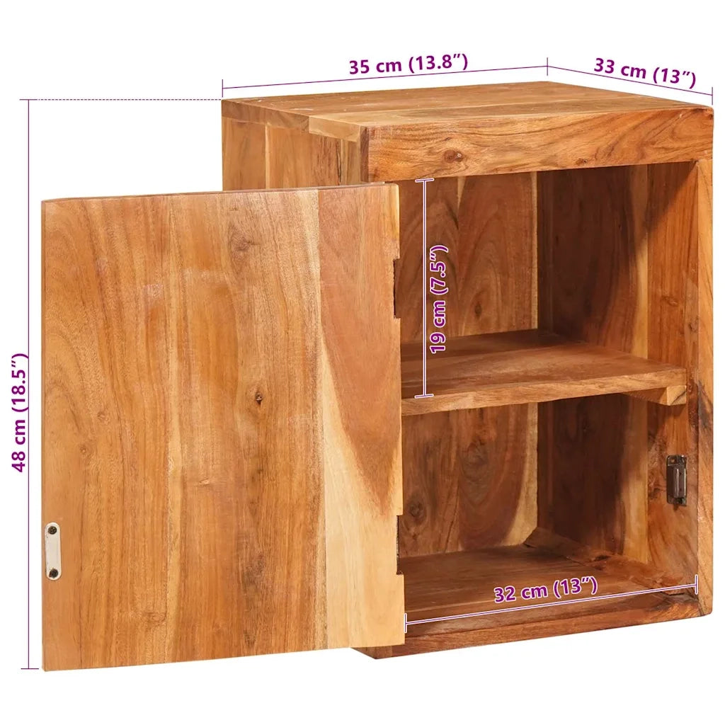 Comodino Marrone 35 x 33 x 48 cm Legno Massello di Acacia 4016728
