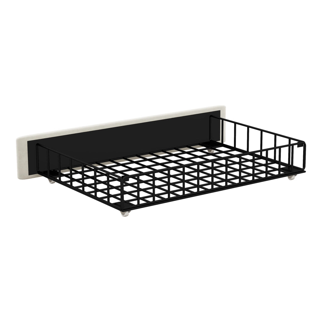 DESMIU Letto imbottito 140 × 200 cm 2 posti con 4 cassetti, LED, USB e altoparlanti, senza materasso, beige