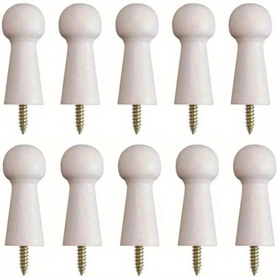 Decine di haken per abiti in legno | Disegno a vite | Finestra in vetro bianco | Spazio di stoccaggio per casa/garage