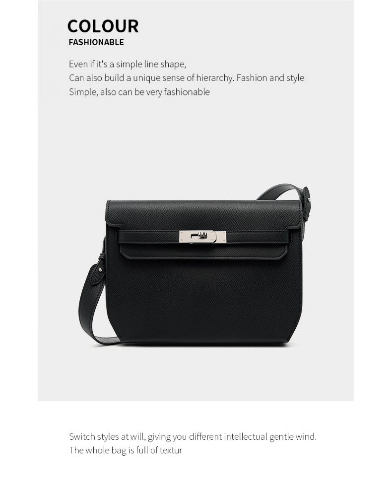 Borsa a tracolla da donna in vera pelle, colore nero.
