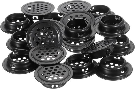 Ventilatore a Rete Rond Plus 20 Stuks 25 mm Grata da Ossidazione Zwart - Armadio per Scarpe, Armadio per TV, Armadio per Abiti