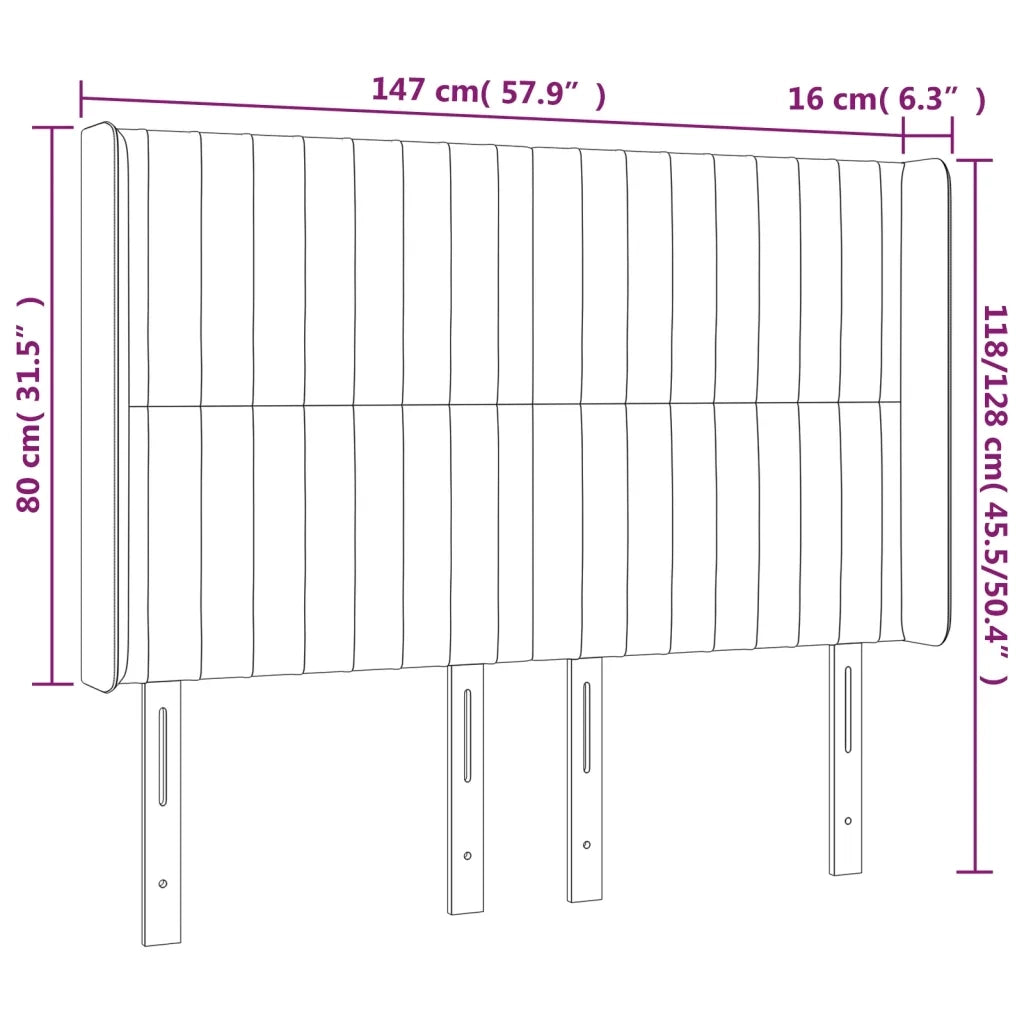 Testiera ad Orecchio Tortora 147x16x118/128 cm in Tessuto 3119820