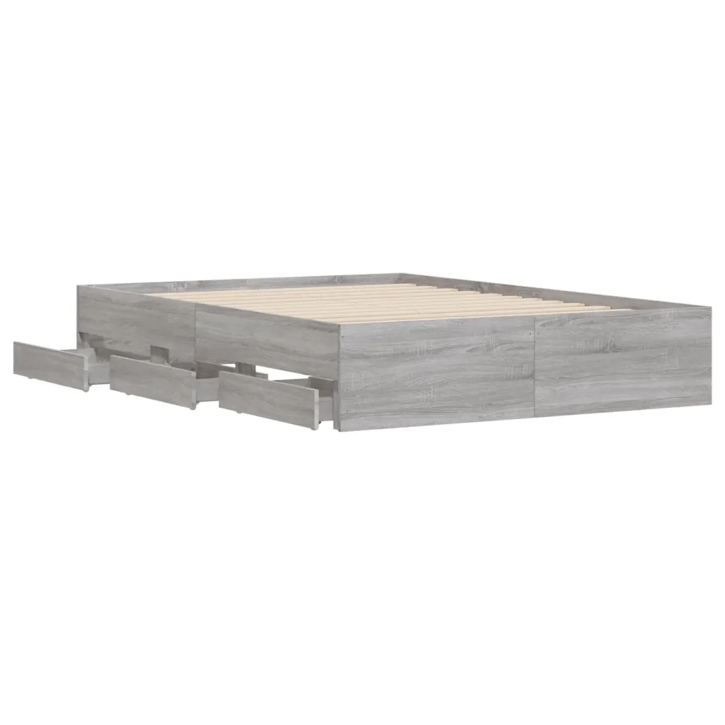 Letto matrimoniale | Letto per adulti | Giroletto Cassetti Grigio Sonoma 120x190 cm Legno Multistrato
