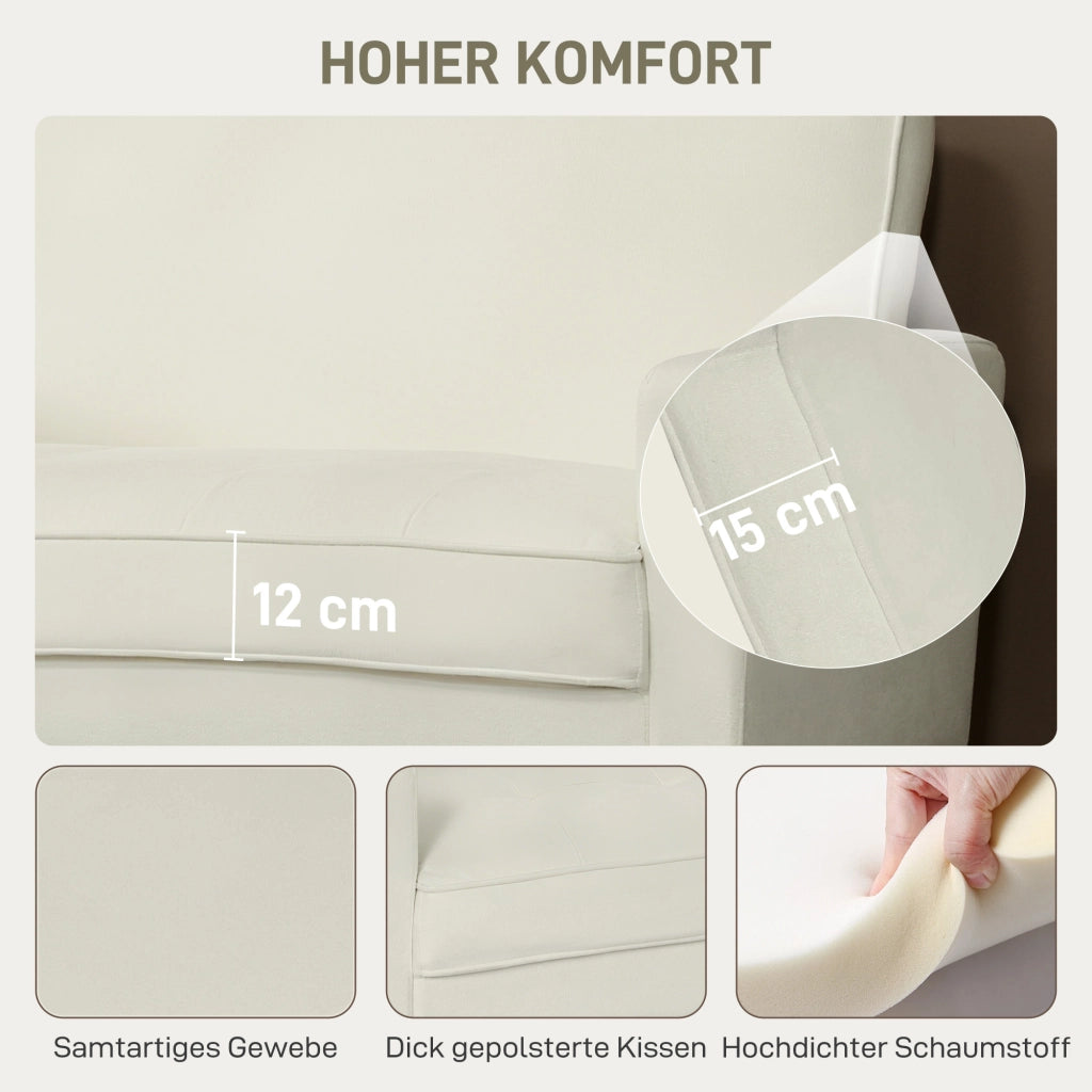 Divano 2 posti in tessuto crema con gambe in legno ¨C zephmum ¨C crema