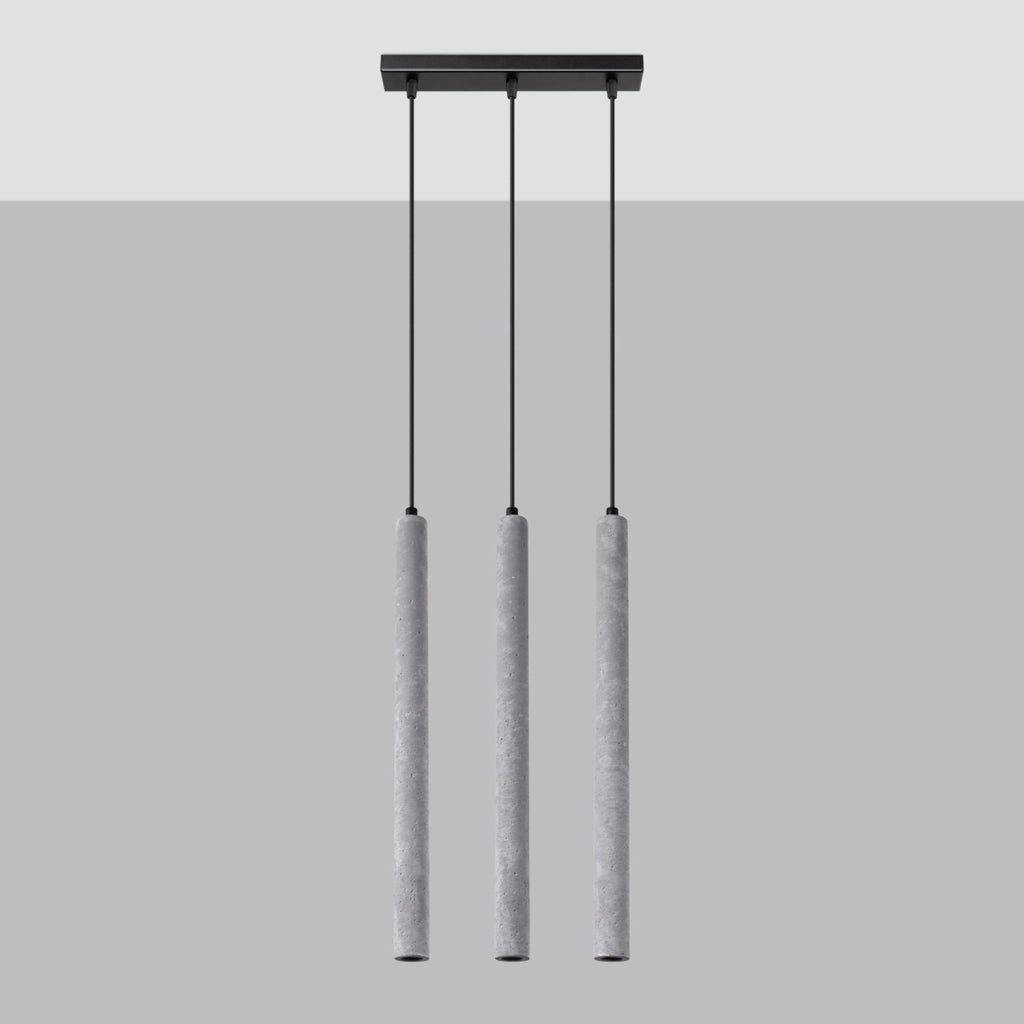 Lampada sospensione VELINO tripla cemento grigio 3xG9